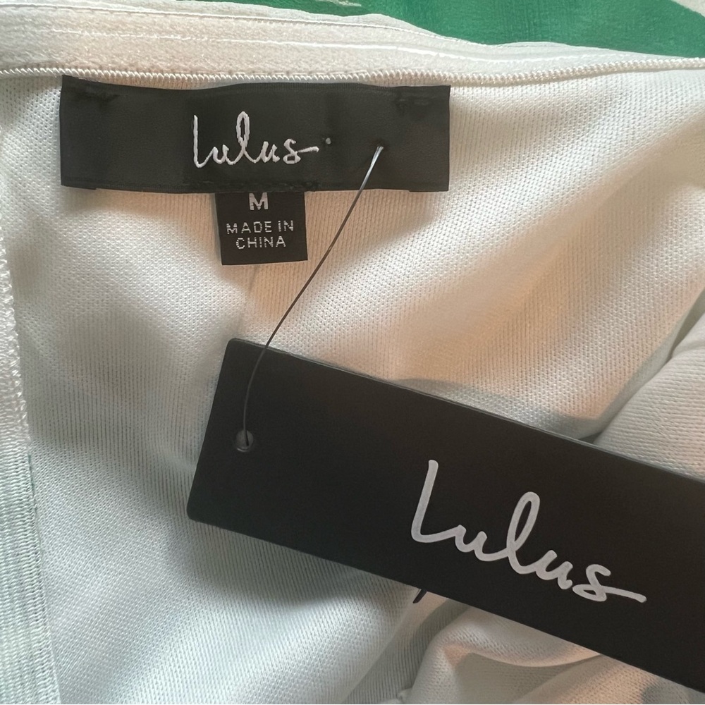 Lulus Delphi Green and White Striped Tie-Front Strapless Romper - M - Picture 7 of 9